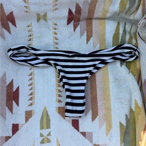 Mikoh Black & White Striped Bikini Bottom